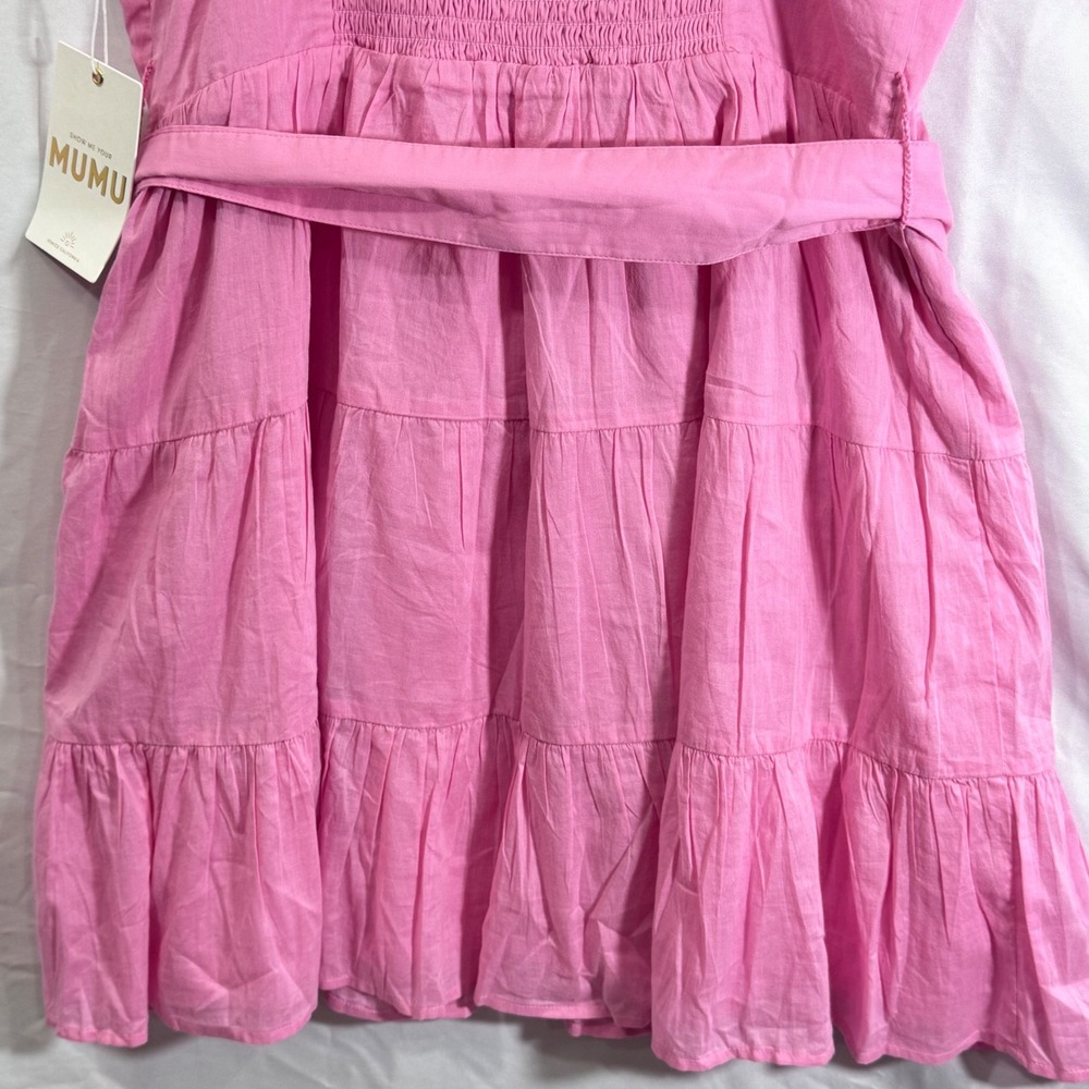 NEW Show Me Your Mumu Jolene Mini Dress Pink Lemonade‎ Ruffle Sleeveless Size XL - Picture 11 of 14